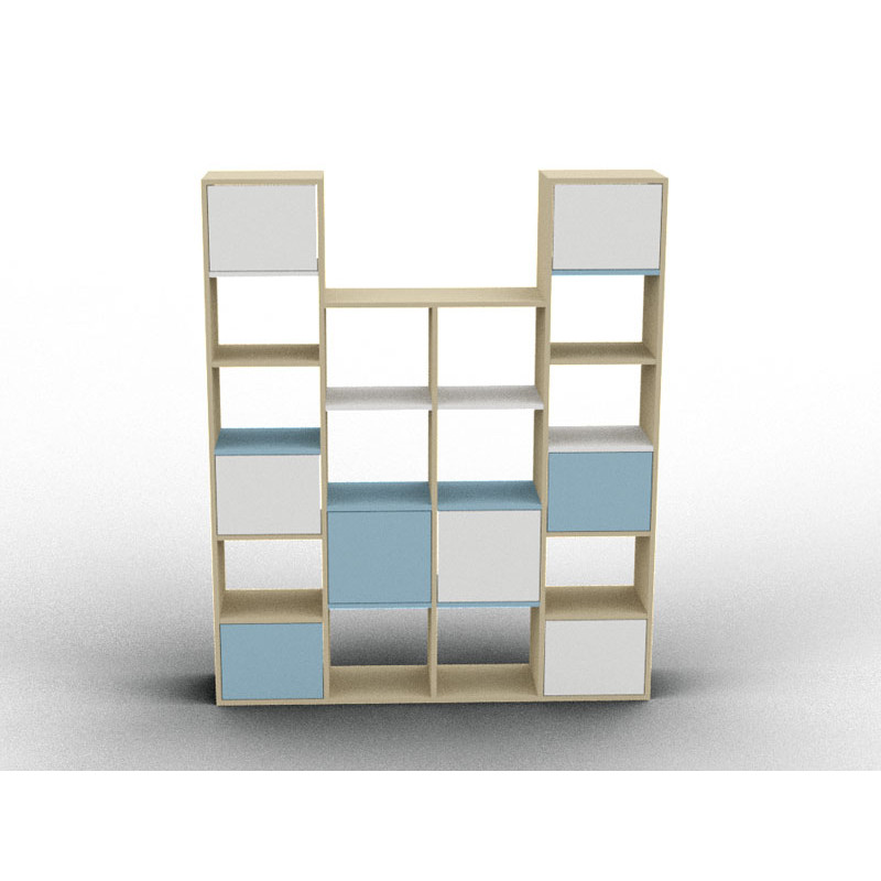 White and blue variable height furniture