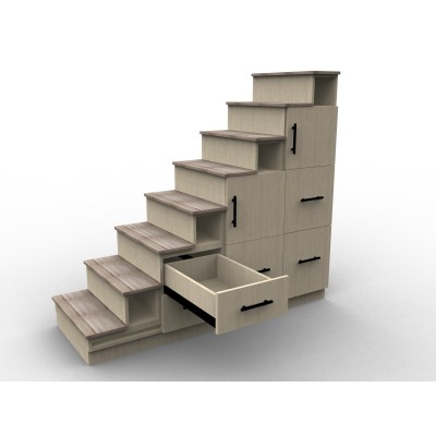Meuble escalier avec effet bois, modèle Chêne Boisé