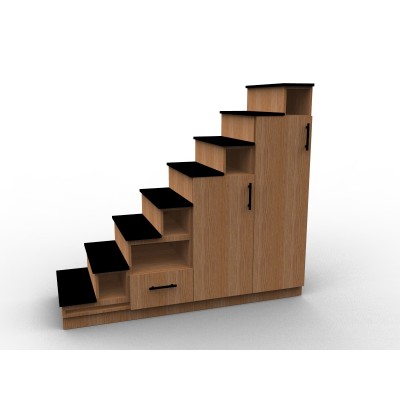 Meuble escalier en bois de chêne, modèle Rouvre